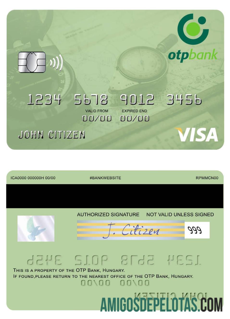 Cartão Visa do Banco OTP da Hungria modelo
